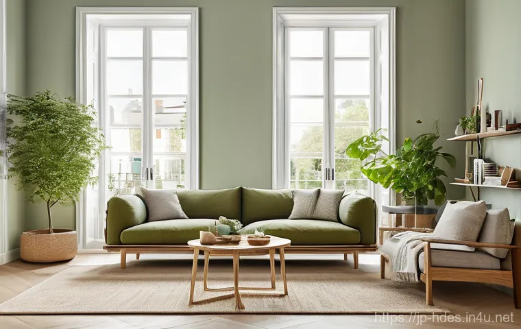 홈디자인 관련 서적 추천 - **Prompt: "A serene and inviting Nordic-style living room flooded with soft, natural daylight stream...